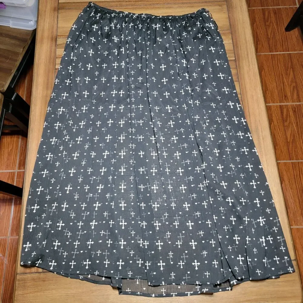 Flutterbye Full Sheer Black Cross Skirt w/ Pockets - Size 3X